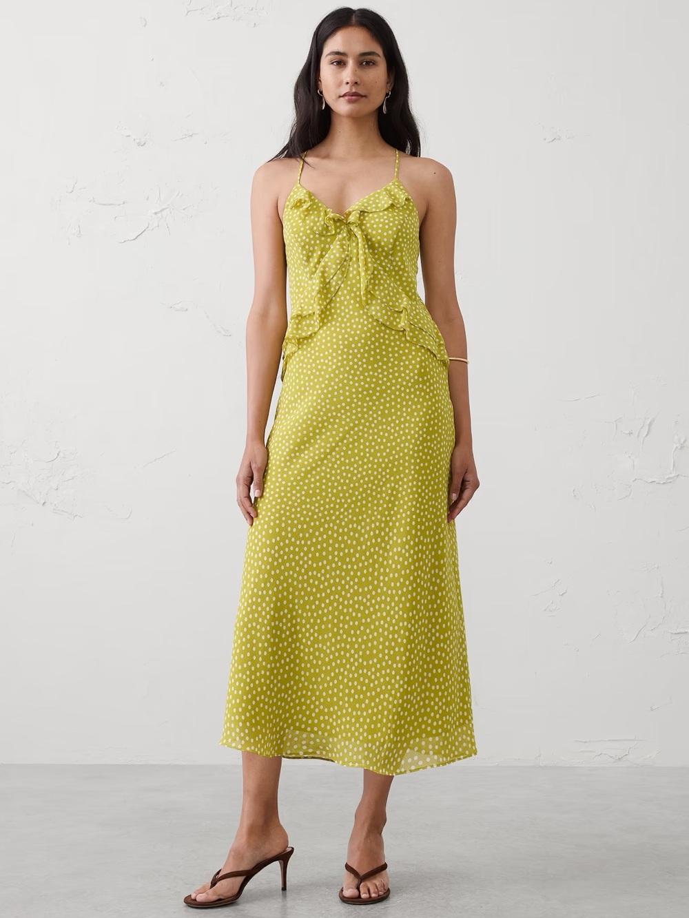 Banana Republic Chiffon Bias Ruffle Midi Dress, NWT
